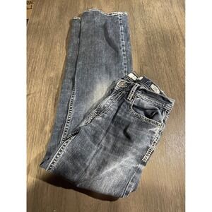 BKE Womens Size 29L Blue Jeans Jake Straight Leg Heavy Stitch Dark Wash